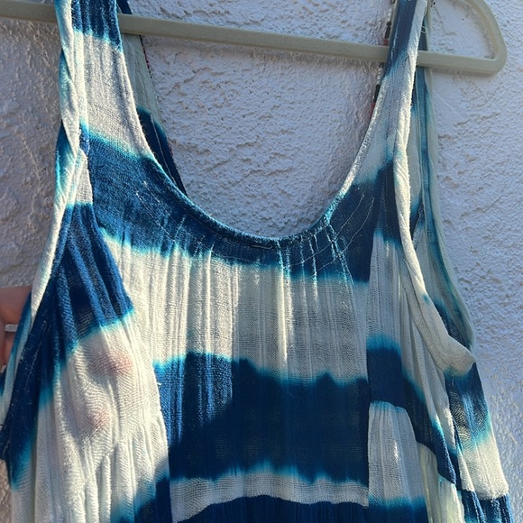 Free People gauze indigo dyed beaded  striped maxi dress XS - Picture 11 of 11